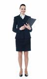 Young businesswoman with a document folder