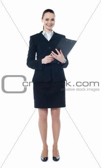 Young businesswoman with a document folder