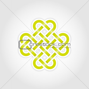 Green eternal knot concept in editable vector format