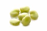 broad beans on white background