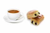 coffee cup and pain au chocolat
