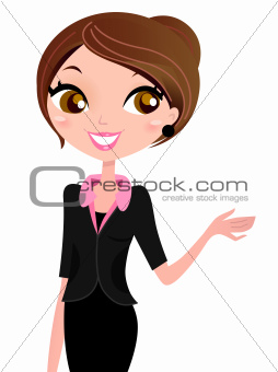 Business woman showing something with hand