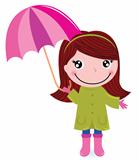 Cute little girl with Umrella in rain