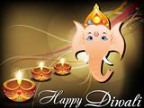 abstract diwali card with ganesh ji
