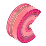 3d curved rectangular c shapes in pink red on white