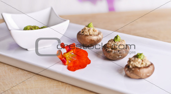raw food mushrooms with filling
