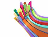 3d curved rectangular shapes in rainbow color on white