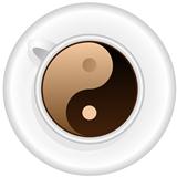 Cup of coffee with Yin Yang symbol