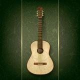 acoustic guitar on grunge green background