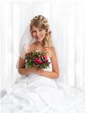 Portrait of young beautiful smiling bride
