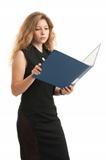young businesswoman holding file