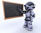 robot with school chalk board back to school