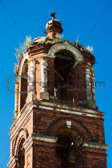 Church's Belfry of the Holy Virgin in Village Avdulovo, Moscow Region, Russia
