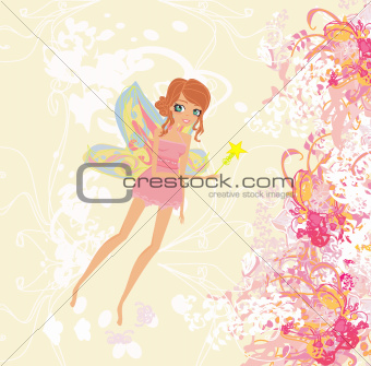 beautiful fairy with magic wand vector graphic