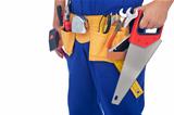 Worker with tool belt - closeup