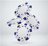 Illustration of Falling Blue Poker Chips Isolated on White