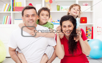 Happy family with two kids