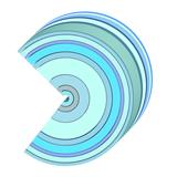3d curved abstract shape in blue on white