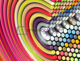 3d curved tube shapes in rainbow color