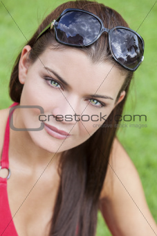 Beautiful Young Woman With Green Eyes