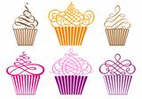 set of cupcakes, vector
