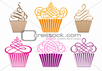 set of cupcakes, vector