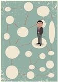 Blank diagram with clouds and businessman