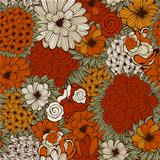 Vector Seamless  Pattern with Funky Flowers
