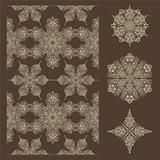 Vector Seamless Winter Pattern and  Snowflake Design Elements