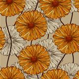 Vector Seamless Pattern with Abstract Flowers