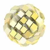 3d abstract cube ball shape in white yellow on white 