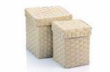 gray wicker boxes isolated on white