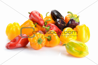 heap of peppers isolated on white
