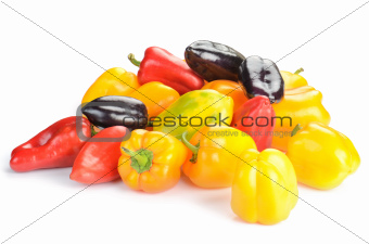 heap of peppers isolated on white