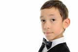 school boy in black suit with isolated on white background 