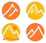 Mountain icons set isolated on white ( orange and yellow )