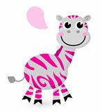 Cute pink zebra isolated on white