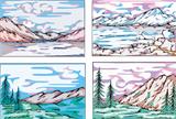 Sketches of mountain landscapes