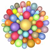 3d radiant flower pattern in multiple rainbow color on white