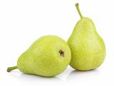 Green yellow pears on white