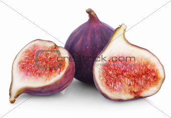 Fresh fig fruits on white
