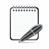 Pen and notepad icon.