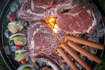 Top view of a barbecue
