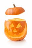 Halloween pumpkin with lid off