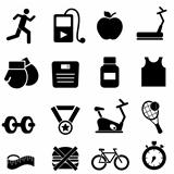 Fitness, health and diet icons