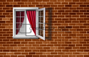 Open window on brick wall