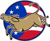 Democrat Donkey Mascot American Flag
