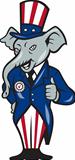 Republican Elephant Mascot Thumbs Up USA Flag

