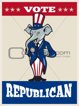 Republican Elephant Mascot Thumbs Up USA Flag
