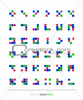 Set of abstract blocks made of squares